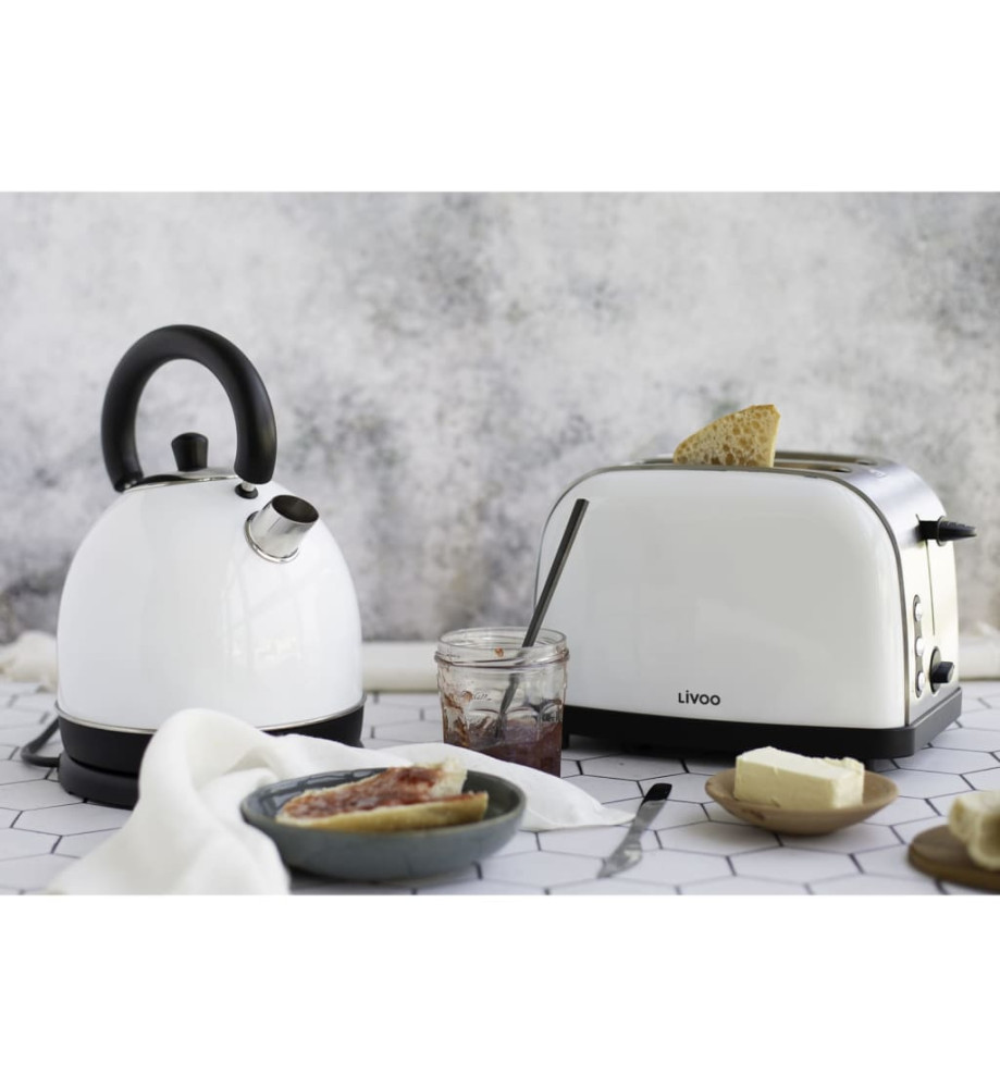 Livoo Ensemble de petit-déjeuner vintage Acier inoxydable Blanc