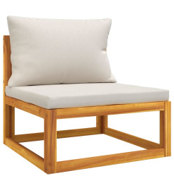Salon de jardin 4 pcs avec coussins gris clair bois massif