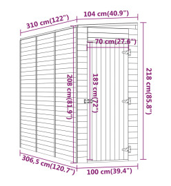 Abri de stockage de jardin 100x310x218 cm Bois de pin imprégné