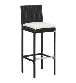 Tabourets de bar avec coussins 6 pcs noir résine tressée