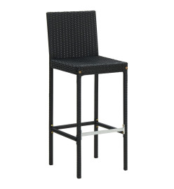 Tabourets de bar avec coussins 6 pcs noir résine tressée