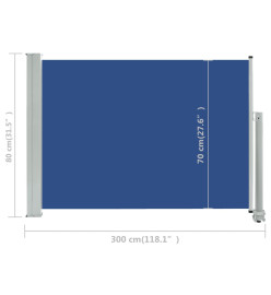 Auvent latéral rétractable de patio 80x300 cm Bleu