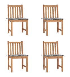 Chaises de jardin 4 pcs avec coussins Bois de teck massif