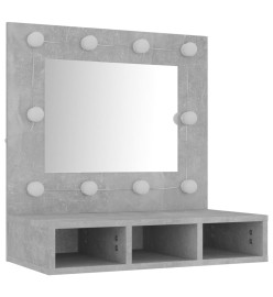 Armoire à miroir avec LED Gris béton 60x31,5x62 cm