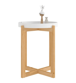 Table basse Blanc 41x41x48,5 cm Bois d'ingénierie et pin massif