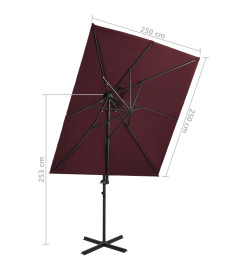 Parasol déporté à double toit Rouge bordeaux 250x250 cm