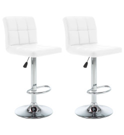 Tabourets de bar lot de 2 blanc similicuir