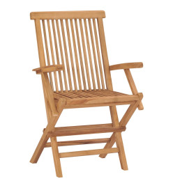 Chaises de jardin 2 pcs avec coussins bleu clair Teck massif