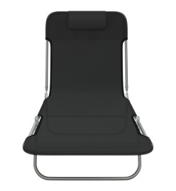Chaises longues pliables 2 pcs noir textilène et acier