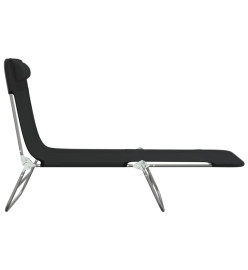 Chaises longues pliables 2 pcs noir textilène et acier