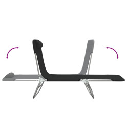 Chaises longues pliables 2 pcs noir textilène et acier