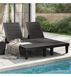 Chaise longue double noir 155x138x83 cm polypropylène