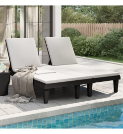 Chaise longue double noir 155x138x83 cm polypropylène