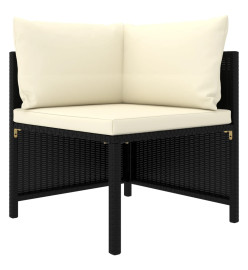 Salon de jardin 7 pcs avec coussins Résine tressée Noir
