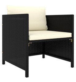 Salon de jardin 7 pcs avec coussins Résine tressée Noir