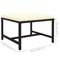 Salon de jardin 7 pcs avec coussins Résine tressée Noir