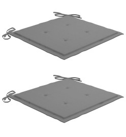 Chaises de jardin avec coussins gris 2 pcs Bois de teck massif