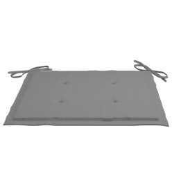 Chaises de jardin avec coussins gris 2 pcs Bois de teck massif