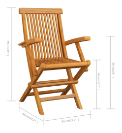 Chaises de jardin avec coussins gris 2 pcs Bois de teck massif