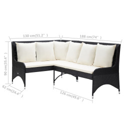 Canapés d'angle de jardin 2 pcs Résine tressée Noir