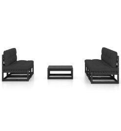 Salon de jardin 6 pcs avec coussins Bois de pin massif