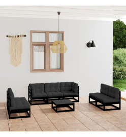 Salon de jardin 8 pcs avec coussins Bois de pin massif