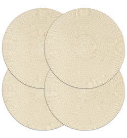 Napperons 4 pcs Naturel Plain 38 cm Rond Coton