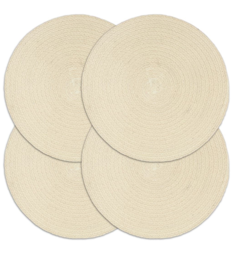 Napperons 4 pcs Naturel Plain 38 cm Rond Coton