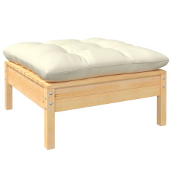 Salon de jardin 10 pcs avec coussins crème Bois de pin massif