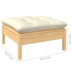 Salon de jardin 10 pcs avec coussins crème Bois de pin massif