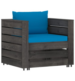 Salon de jardin 6 pcs avec coussins Bois imprégné de gris
