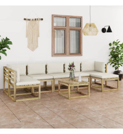 Salon de jardin 8 pcs avec coussins bois de pin imprégné