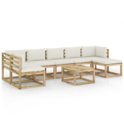 Salon de jardin 8 pcs avec coussins bois de pin imprégné