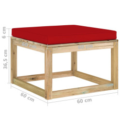 Salon de jardin 9 pcs avec coussins bois de pin imprégné