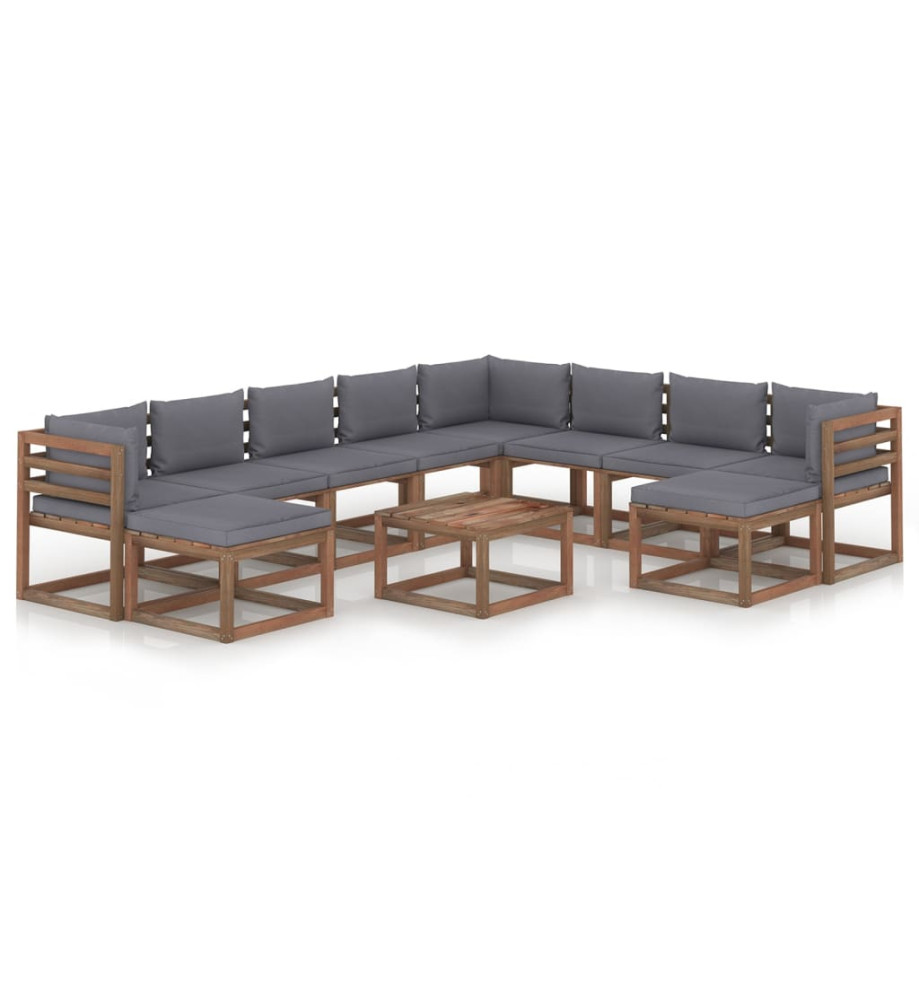 Salon de jardin 11 pcs avec coussins Anthracite Salon de jardin 11 pcs avec coussins Anthracite
