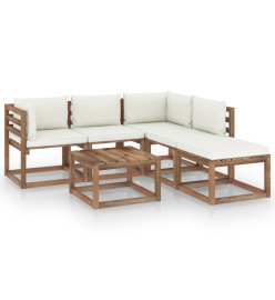 Salon palette de jardin 6 pcs et coussins Bois de pin imprégné