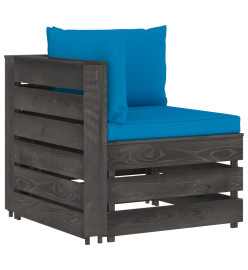 Salon de jardin 12 pcs avec coussins Bois imprégné de gris