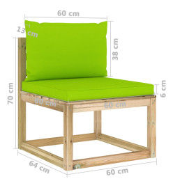 Salon de jardin 10 pcs avec coussins bois de pin imprégné