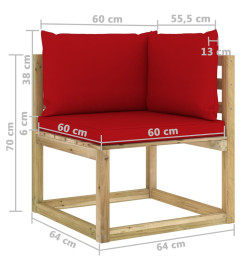 Salon de jardin 6 pcs avec coussins bois de pin imprégné