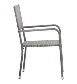 Ensemble de salle à manger de jardin 3 pcs Résine tressée Gris