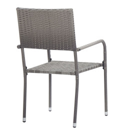 Ensemble de salle à manger de jardin 3 pcs Résine tressée Gris