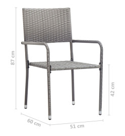 Ensemble de salle à manger de jardin 3 pcs Résine tressée Gris