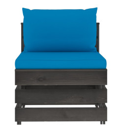 Salon de jardin 8 pcs avec coussins Bois imprégné de gris