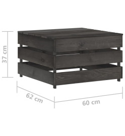 Salon de jardin 8 pcs avec coussins Bois imprégné de gris