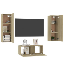 Ensemble de meubles TV 3 pcs Chêne sonoma Aggloméré