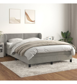 Lit à sommier tapissier et matelas Gris clair 140x190cm Velours