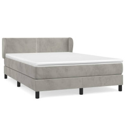 Lit à sommier tapissier et matelas Gris clair 140x190cm Velours