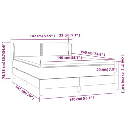 Lit à sommier tapissier et matelas Gris clair 140x190cm Velours