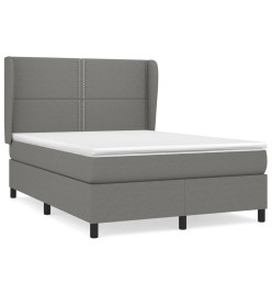 Lit à sommier tapissier avec matelas Gris foncé 140x200cm Tissu