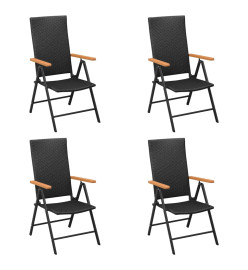 Ensemble à dîner de jardin 5 pcs Noir et marron Résine tressée